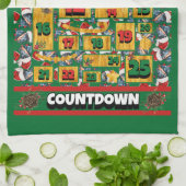 ドベルマンドッグカウントダウンクリスマスアドベントカレンダー キッチンタオル (折り畳み)