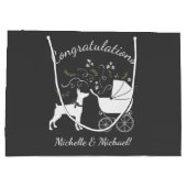 ドベルマンドッグベビーシャワーパピードーベルマン（犬）ピンシャー ラージペーパーバッグ (裏面)