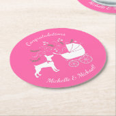 ドベルマンピンシャードッグベビーシャワーパピードーベルマン（犬） ラウンドペーパーコースター (アングル)