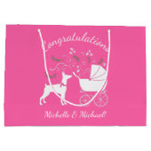 ドベルマンピンシャードッグベビーシャワーパピードーベルマン（犬） ラージペーパーバッグ (裏面)