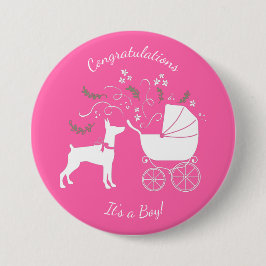 ドベルマンピンシャードッグベビーシャワーパピードーベルマン（犬） 缶バッジ