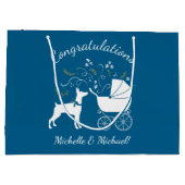 ドベルマンピンシャーベビーシャワーパピードッグドーベルマン（犬） ラージペーパーバッグ (裏面)