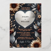 ドマルーン伝統的秋カップル結婚ブルゴーニュ 箔招待状 (正面)