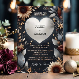 ドマルーン伝統的秋カップル結婚ブルゴーニュ 箔招待状