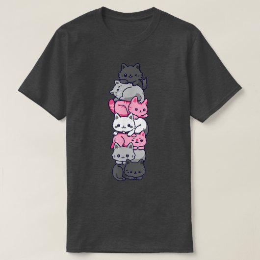 ドミギルプライド猫LGBTデミガールフラグカワイトかわいい Tシャツ (デザイン正面)