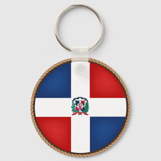 ドミニカカッコいい共和国の国旗のシール キーホルダー (正面)