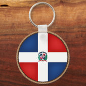 ドミニカカッコいい共和国の国旗のシール キーホルダー (正面)