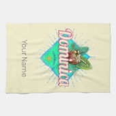 ドミニカカリブのレトロバケーションヴィンテージアイランド キッチンタオル (横)