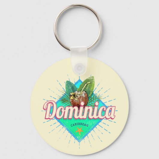 ドミニカカリブのレトロバケーションヴィンテージアイランド キーホルダー (正面)