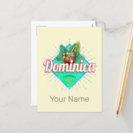 ドミニカカリブのレトロバケーションヴィンテージアイランド シーズンポストカード