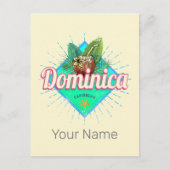 ドミニカカリブのレトロバケーションヴィンテージアイランド シーズンポストカード (正面)