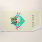 ドミニカカリブのレトロバケーションヴィンテージアイランド ビーチタオル (正面)