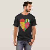 ドミニカスペインの国旗のハート Tシャツ (正面フル)