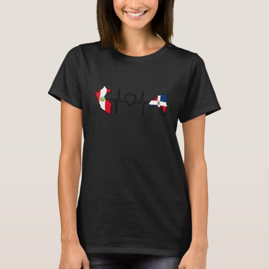 ドミニカペルー国旗の伝統 Tシャツ (正面)