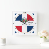 ドミニカモダン国旗、ドミニカ共和国デザイン スクエア壁時計 (ホーム)