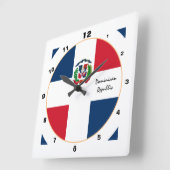 ドミニカモダン国旗、ドミニカ共和国デザイン スクエア壁時計 (傾斜)