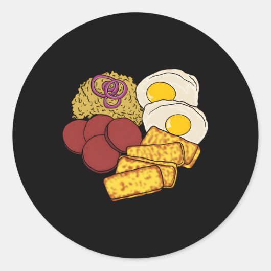 ドミニカ共和国お気に入りのフードガンドサラミケソ ラウンドシール (正面)