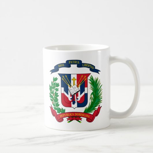 ドミニカ共和国のマグ紋章付き外衣 コーヒーマグカップ (右)