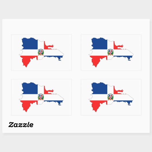 ドミニカ共和国の国国旗の地図の図形の記号 長方形シール (シート)