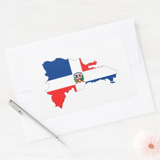 ドミニカ共和国の国国旗の地図の図形の記号 長方形シール (封筒)