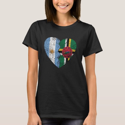 ドミニカ共和国の国旗ハートアルゼンチンドミニ Tシャツ (正面)