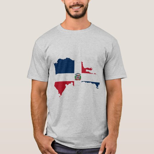ドミニカ共和国の地図の旗 Tシャツ (正面)