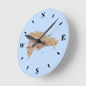 ドミニカ共和国の地図時計 ラウンド壁時計 (傾斜)