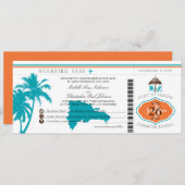 ドミニカ共和国の搭乗券のヤシの木 招待状 (正面/裏面)