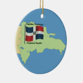 ドミニカ共和国の旗そして地図 セラミックオーナメント (右)