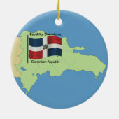 ドミニカ共和国の旗そして地図 セラミックオーナメント (裏面)