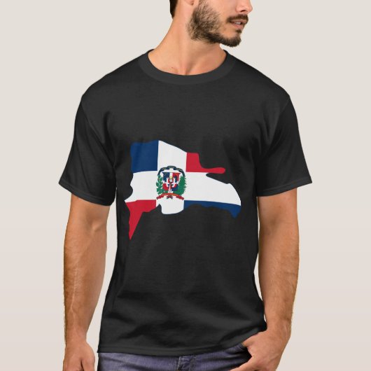 ドミニカ共和国の旗の地図は Tシャツ (正面)