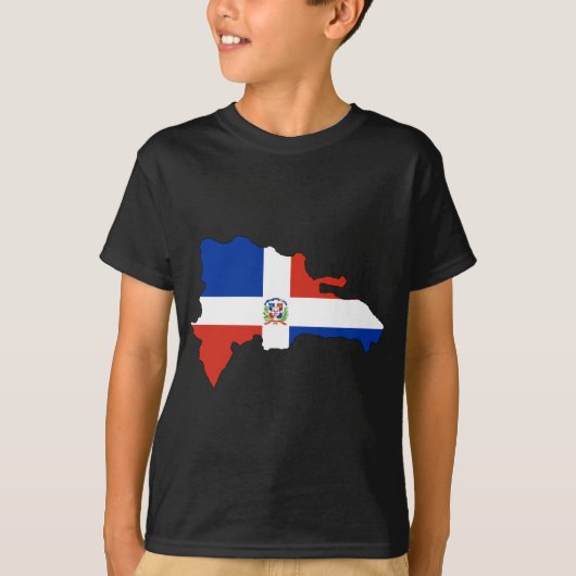 ドミニカ共和国の旗の地図 Tシャツ (正面)
