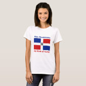 ドミニカ共和国の旗 + 地図 + 文字のTシャツ Tシャツ (正面フル)
