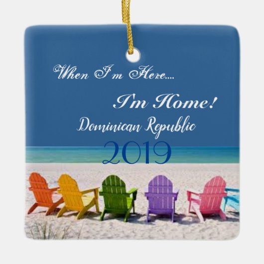 ドミニカ共和国の時ここに私の家….2018 セラミックオーナメント (正面)