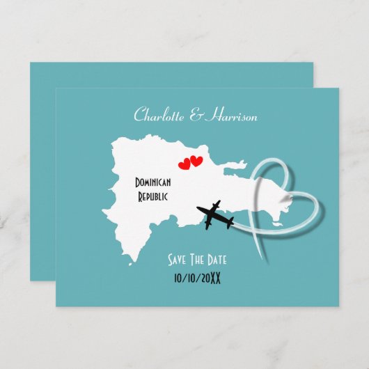 ドミニカ共和国の結婚式の日付を保存 セーブザデート (正面/裏面)