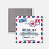 ドミニカ共和国の航空便の結婚式の日付を保存 マグネット (正面/裏面)