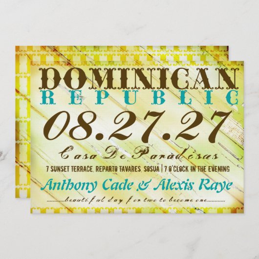 ドミニカ共和国の行先の招待状 招待状 (正面/裏面)