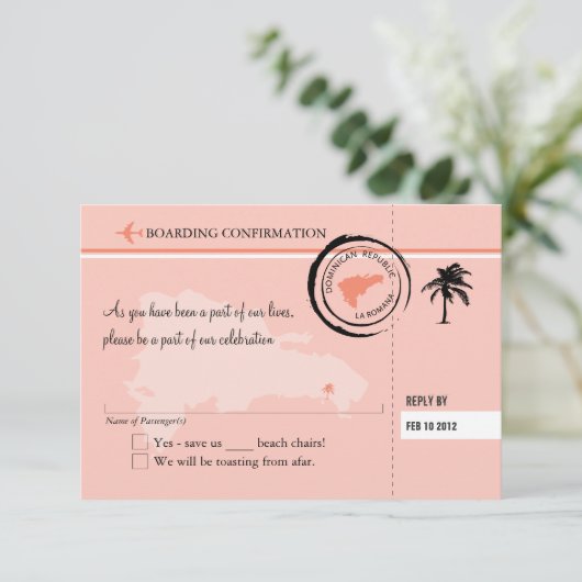 ドミニカ共和国への出発案内 出席確認カード 出欠カード (スタンド正面)