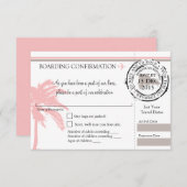 ドミニカ共和国への出発案内 返信カード | ピンク (正面/裏面)