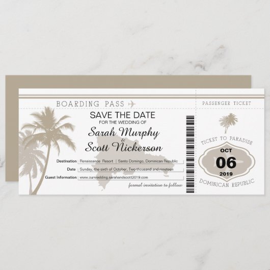 ドミニカ共和国への搭乗券の保存 セーブザデート (正面/裏面)