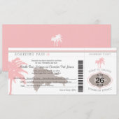 ドミニカ共和国への搭乗券 ブラウン＆ピンク 招待状 (正面/裏面)