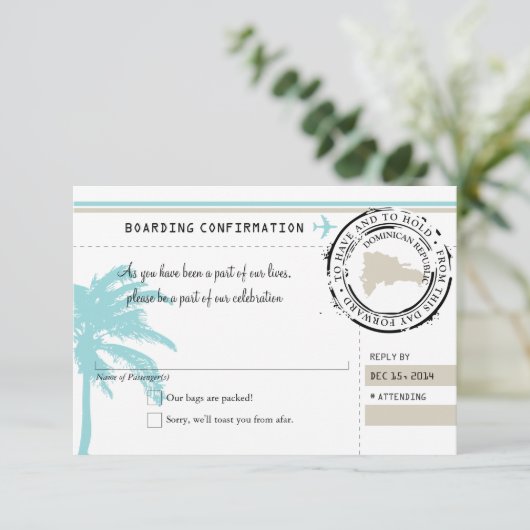 ドミニカ共和国への搭乗券 返信カード (スタンド正面)