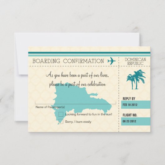 ドミニカ共和国への搭乗券 RSVP (正面)
