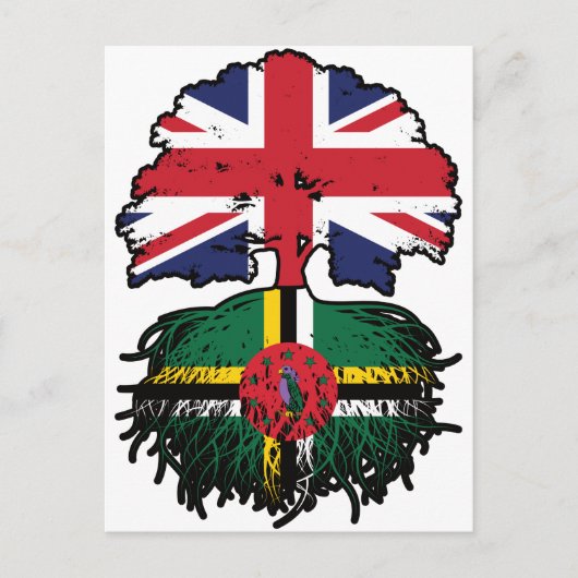 ドミニカ共和国イギリス木ルーツ国旗 ポストカード (正面)