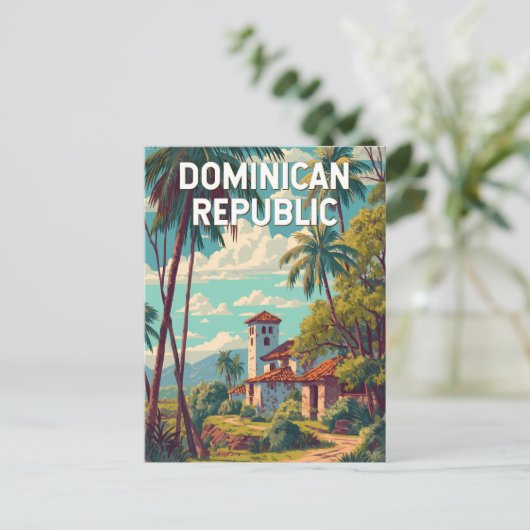 ドミニカ共和国イラストレーショントラベルアートヴィンテージ ポストカード (スタンド正面)