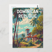 ドミニカ共和国イラストレーショントラベルアートヴィンテージ ポストカード (正面/裏面)