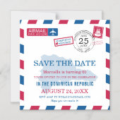 ドミニカ共和国エアメール誕生祝い マグネット招待状 (正面)