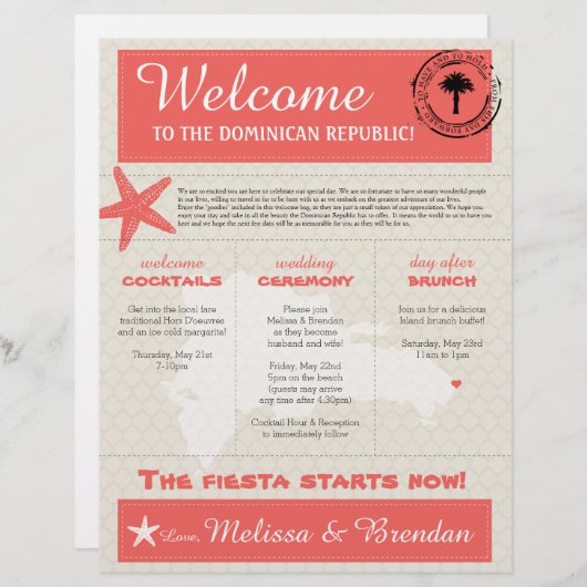 ドミニカ共和国コーラルウェディングウェルカムレター (正面/裏面)