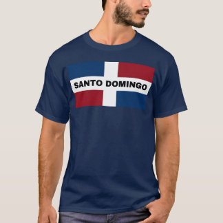 ドミニカ共和国サントドミンゴ市旗 フリー Tシャツ