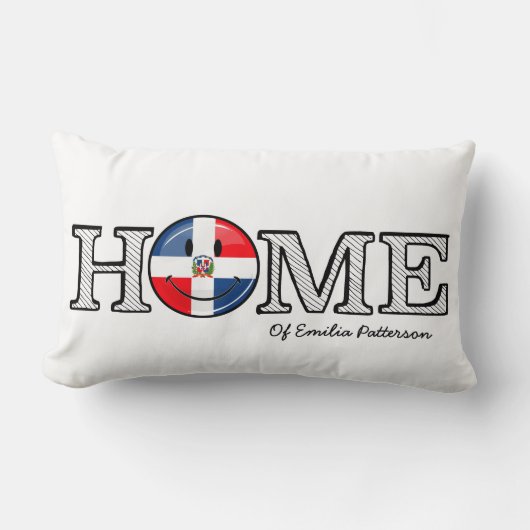 ドミニカ共和国スマイルフラグ引っ越し祝いパーティー ランバークッション (正面)